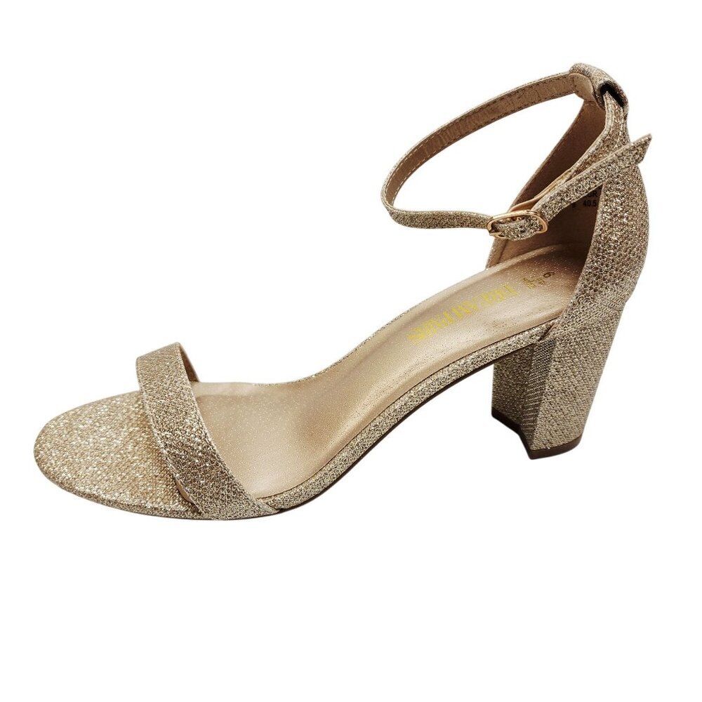 Dream Pairs Womens Glittery Block Heel Ankle Strap Sandals - Size 9
